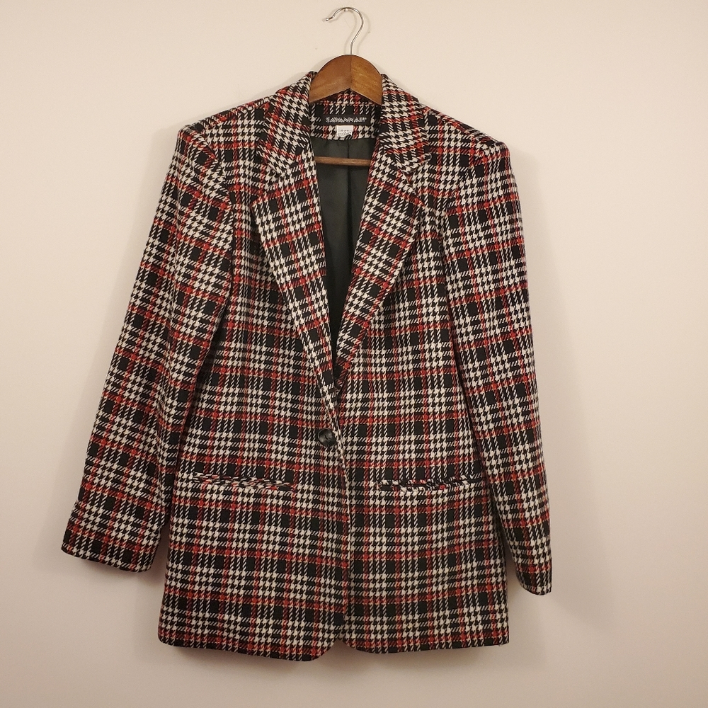 Vintage herringbone black red blazer size 4